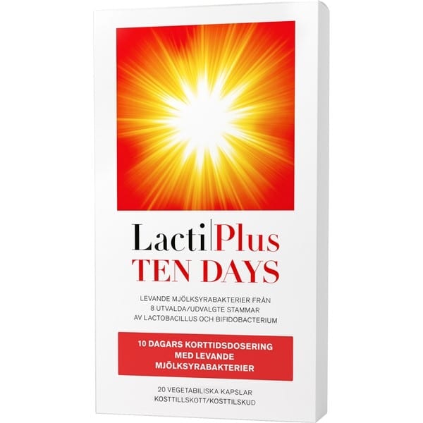 Pakning med LactiPlus Ten Days mælkesyrebakterier, 20 kapsler