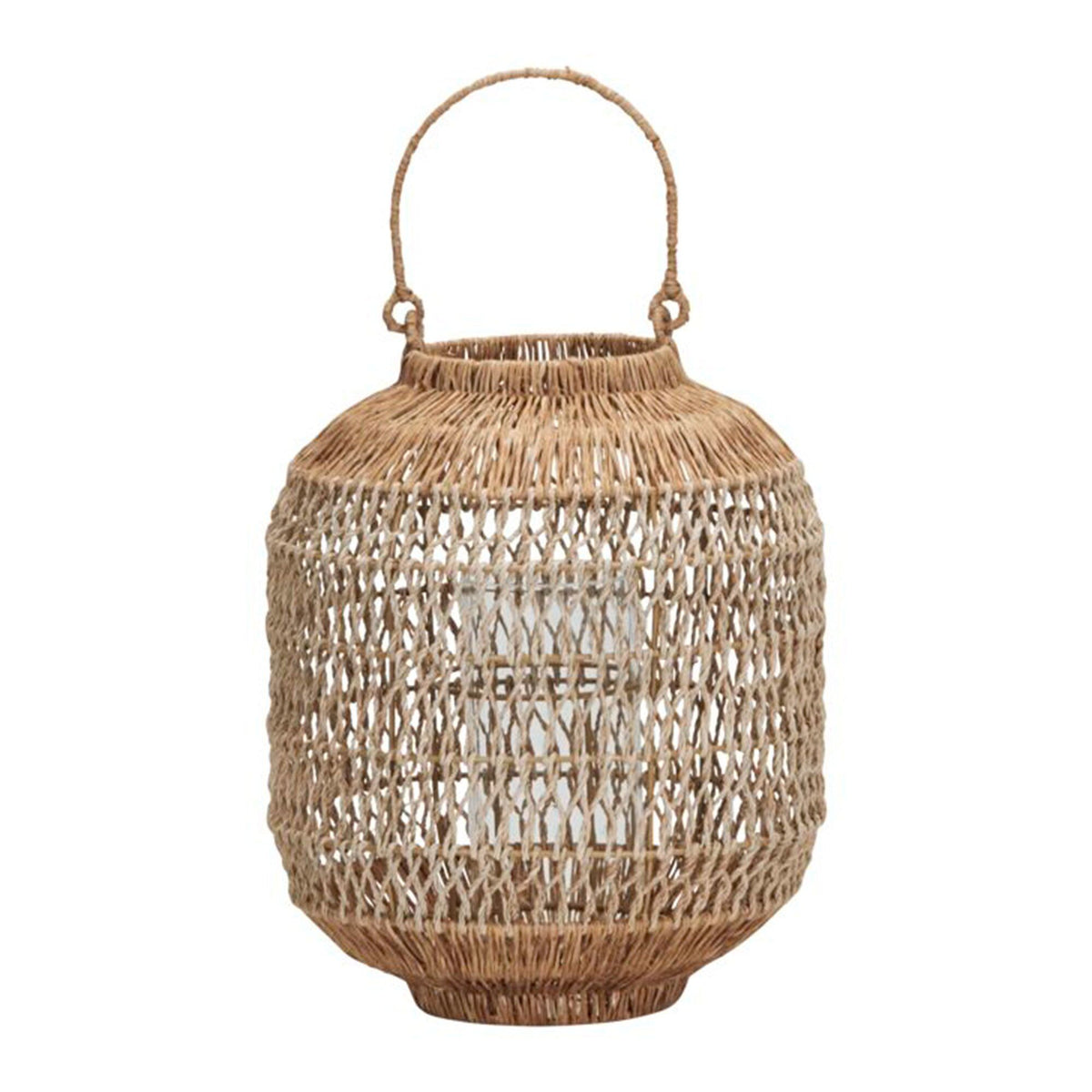 House Doctor Dive lille lanterne af jute, jern og glas i naturfarve