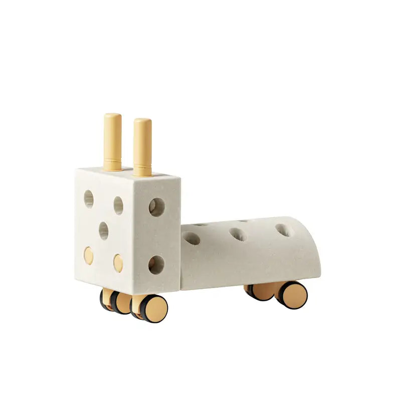 Modu Tiny Ride gåbil af skumklodser i Sand Grey og Honey Yellow