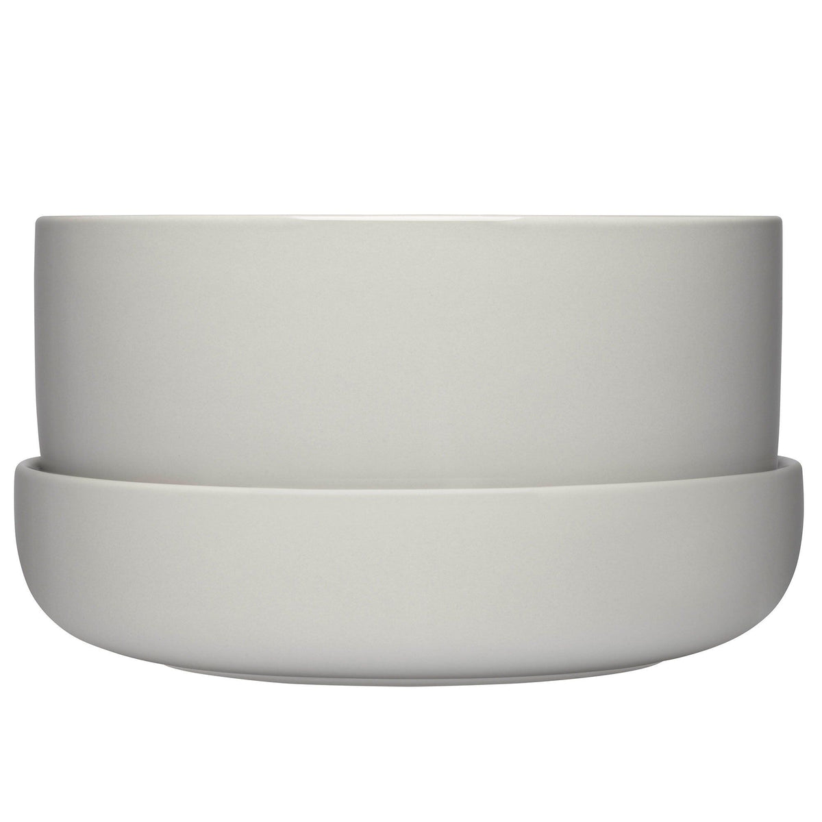 Lysegrå Iittala Nappula urtepotte med underskål, 24 x 13 cm