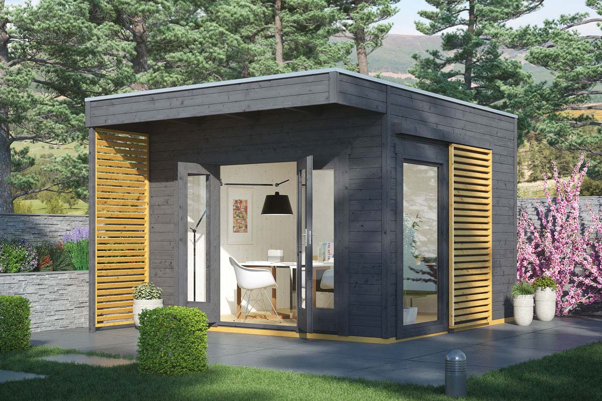Tora 2 havehus på 11,6 m² færdigmalet i antracitgrå fra Sølund Huse