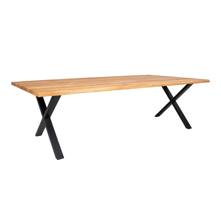 Langt plankebord i olieret eg med sort krydsstel, 300 cm, fra Wood by Nordic Light