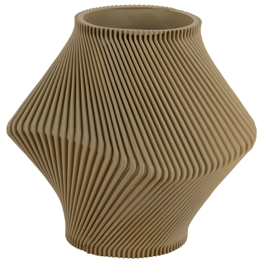 Grøn twist vase i polyresin med snoet design og rillet overflade