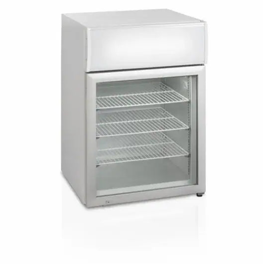 Hvid Tefcold UF100GCP displayfryser i bordmodel, 113 liter