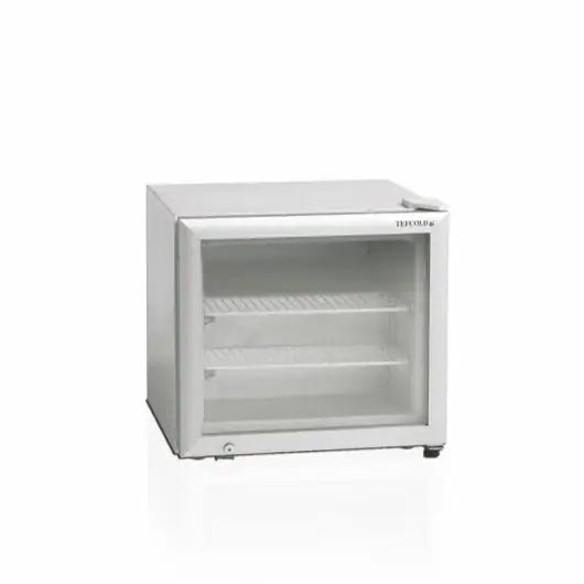 Hvid Tefcold UF50G displayfryser i bordmodel, 48 liter