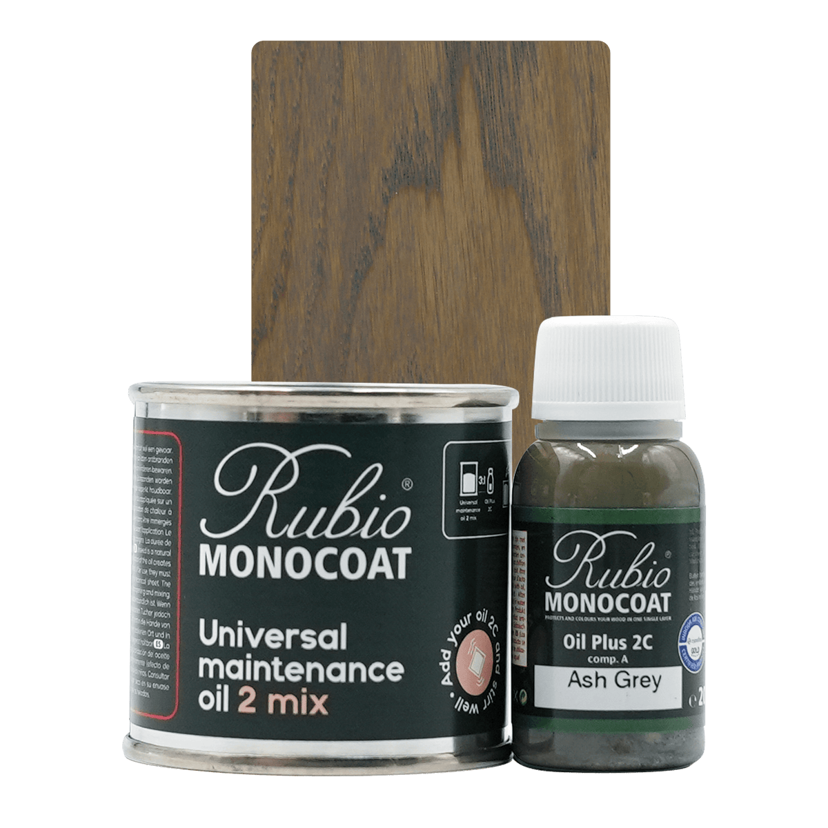 Rubio Monocoat Universal Maintenance Oil 2 Mix, sæt i farven Ash Grey, 80 ml
