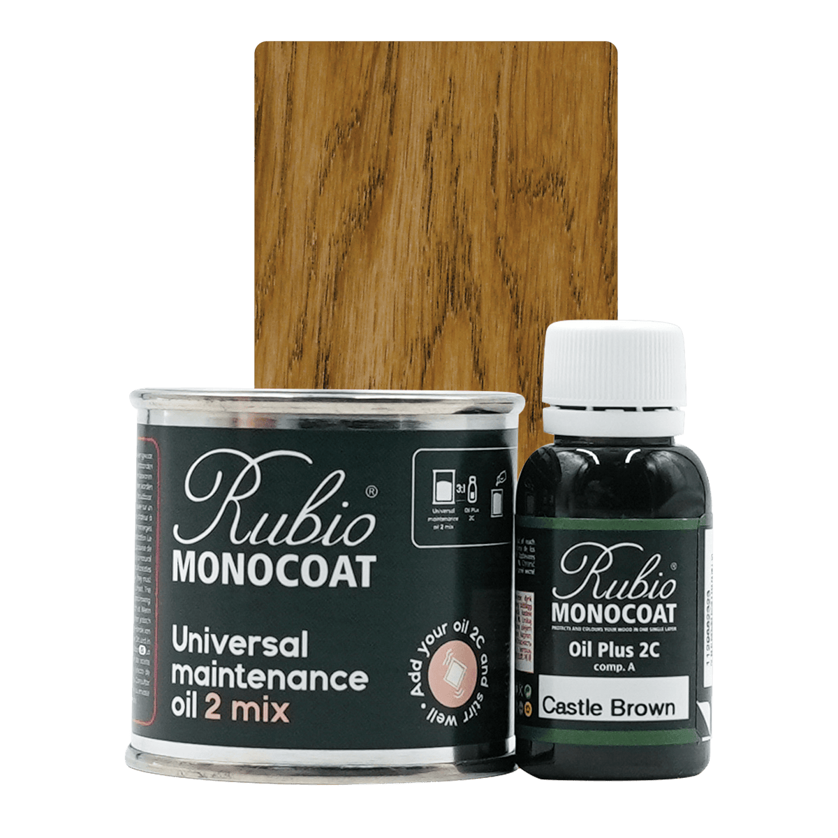 Rubio Monocoat Universal Maintenance Oil 2 Mix, sæt i farven Castle Brown, 80 ml