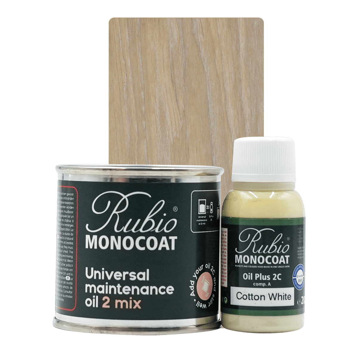 Rubio Monocoat Universal Maintenance Oil 2 Mix, sæt i farven Cotton White, 80 ml