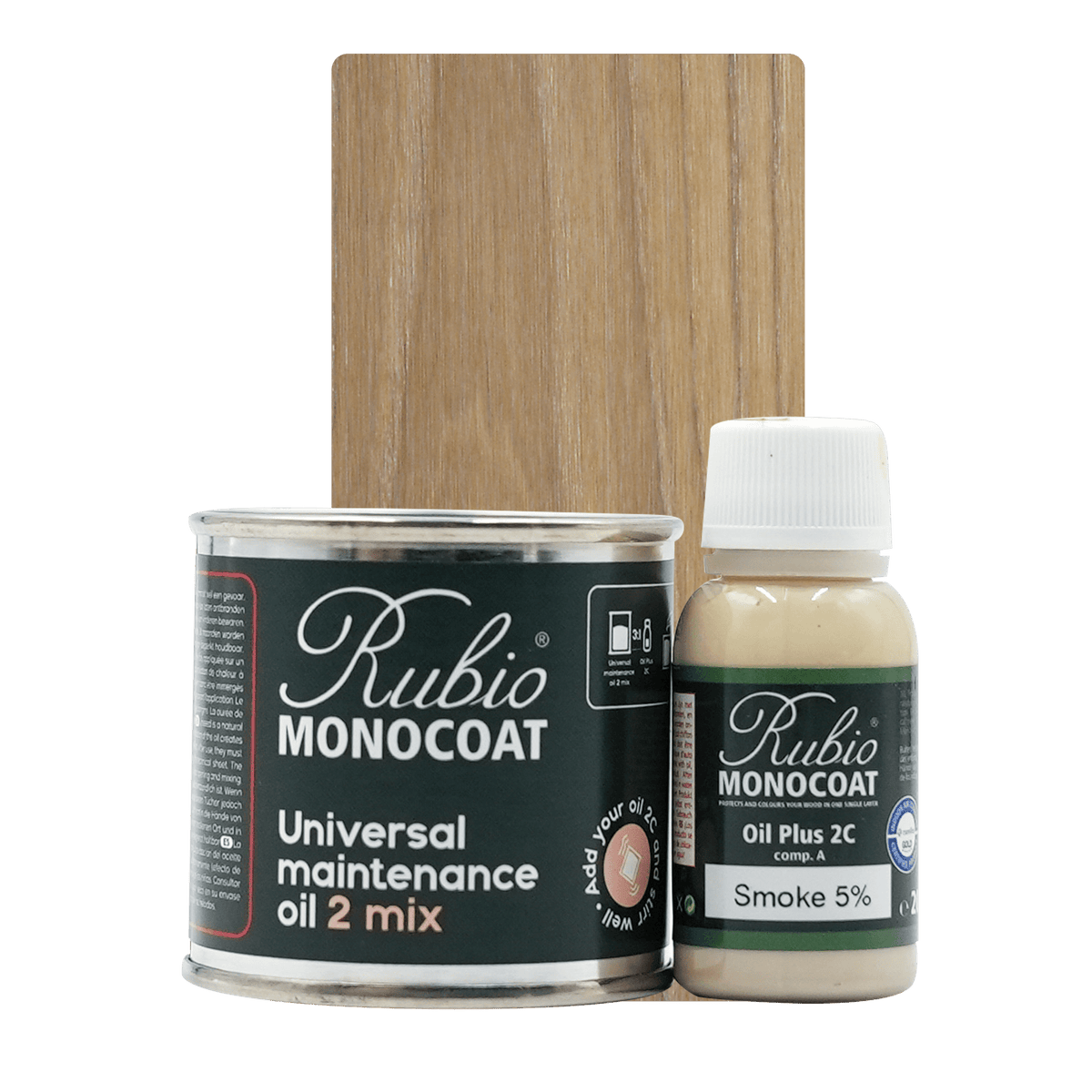 Rubio Monocoat Universal Maintenance Oil 2 Mix, sæt i varianten Smoke 5%, 80 ml