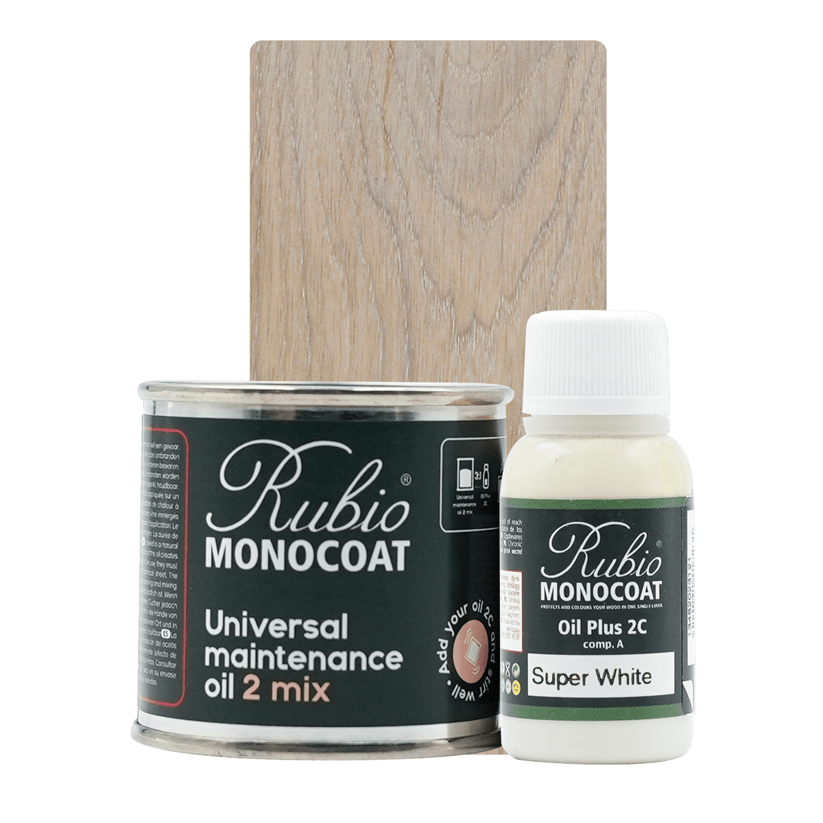 Rubio Monocoat Universal Maintenance Oil 2 Mix, sæt i farven Super White, 80 ml