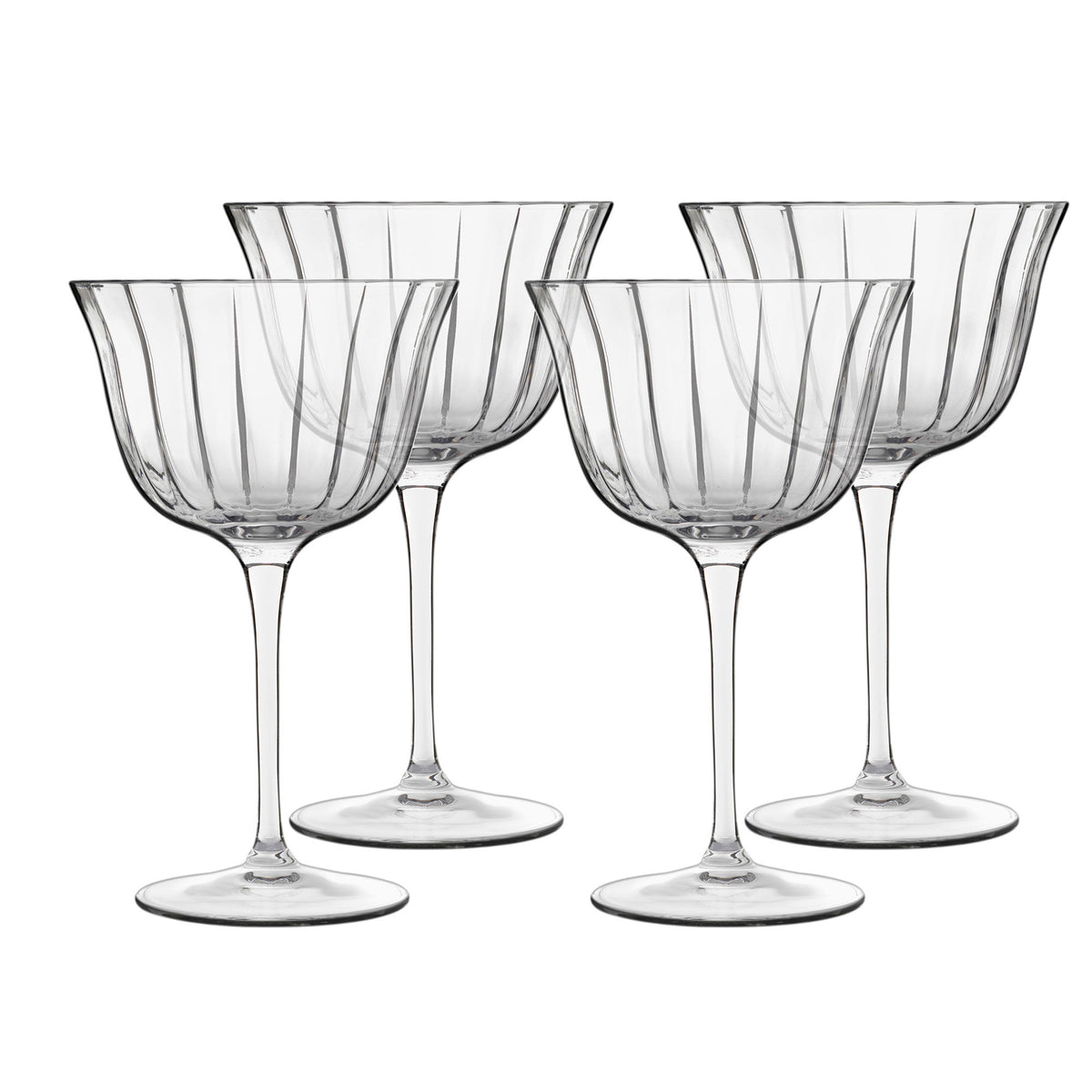 Luigi Bormioli Bach cocktailglas med riflet mønster og coupe-form, sæt med 4