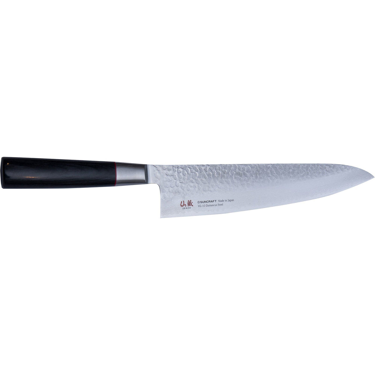 Suncraft Senzo Gyoto kokkekniv på 20 cm med damascus-mønster og skaft i pakkatræ