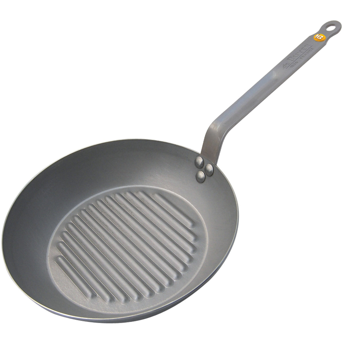 De Buyer Lyonnaise Mineral B grillpande med riller, 32 cm