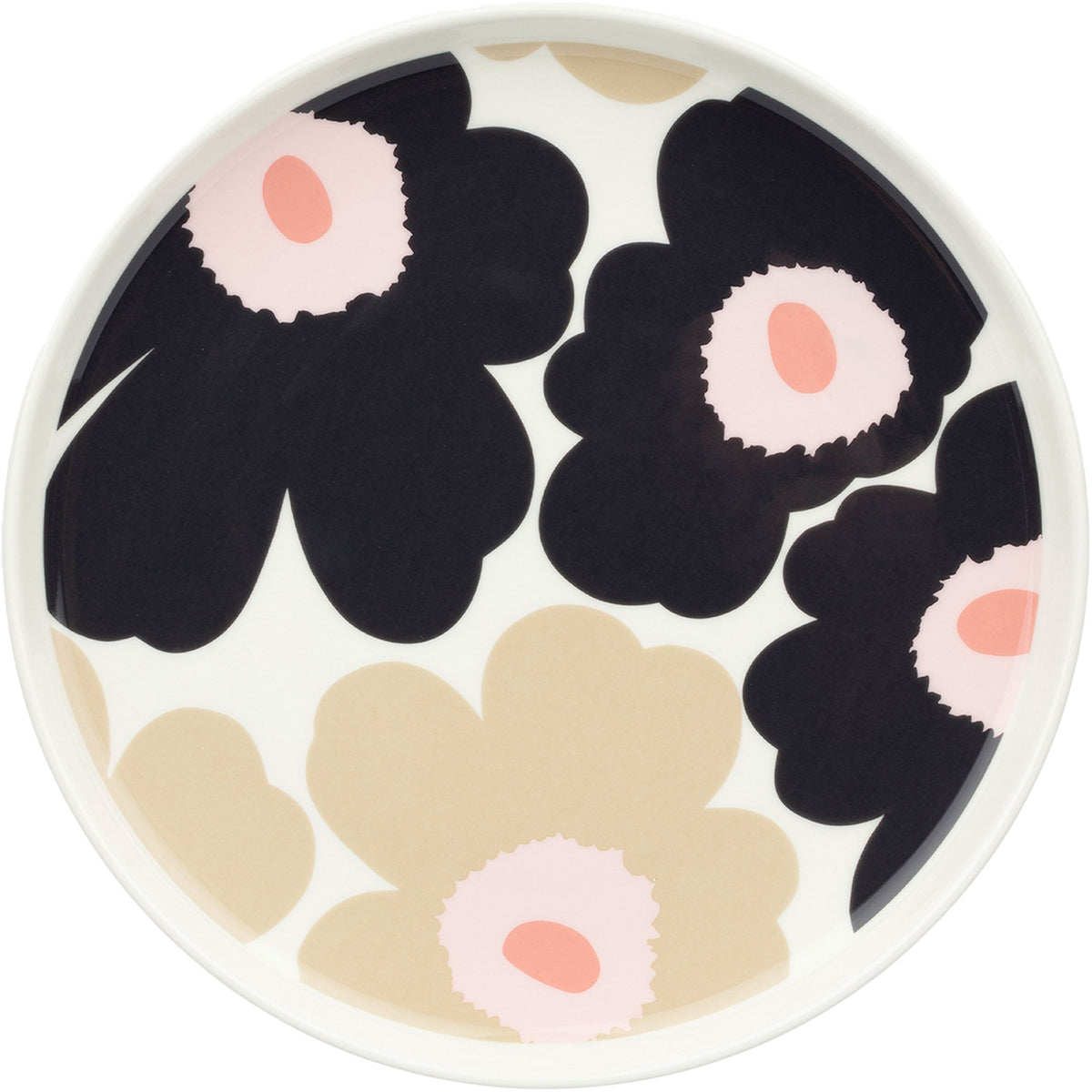 Marimekko Unikko tallerken på 20 cm i off white og kulgrå