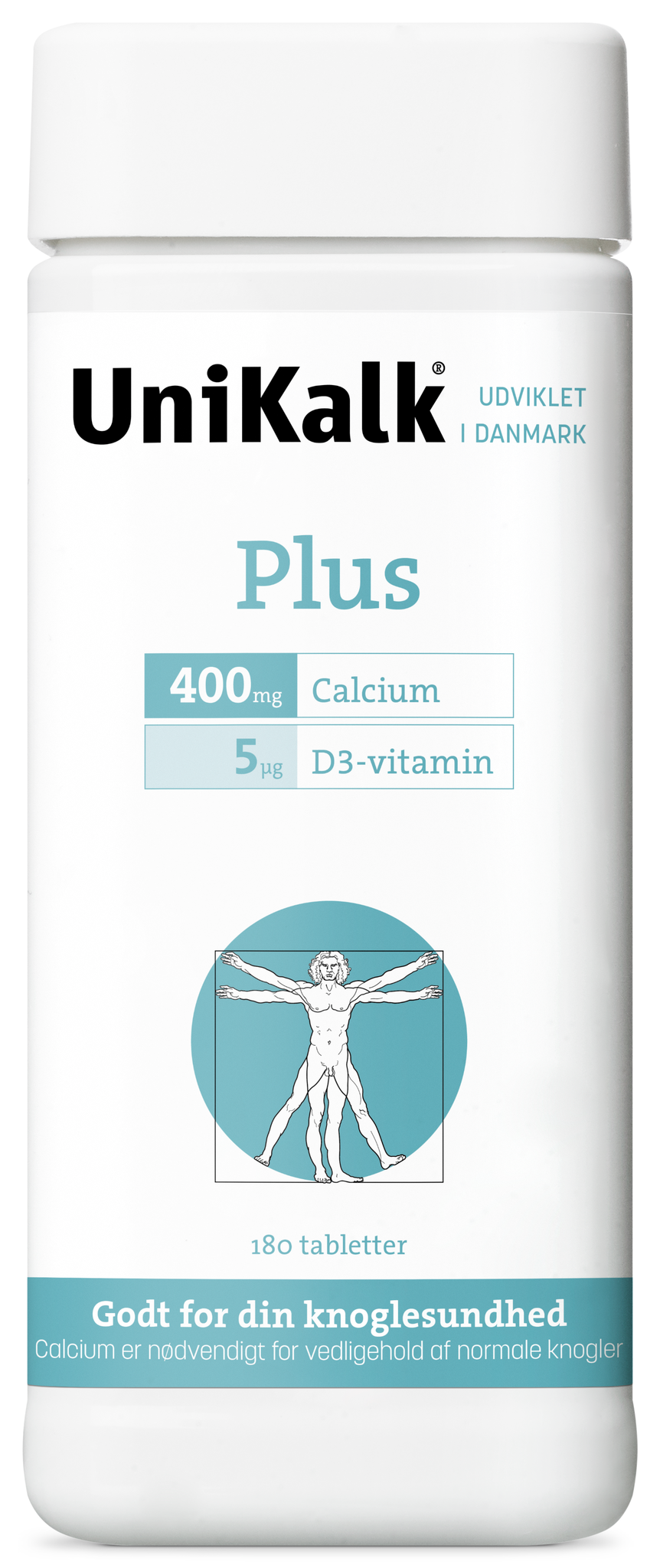 UniKalk Plus kosttilskud med kalk og D-vitamin, pakke med 180 stk.