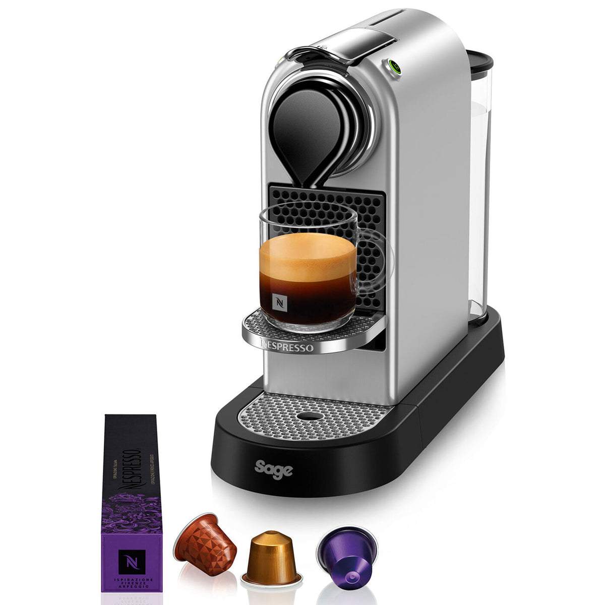 Nespresso by Sage CitiZ kapselmaskine i sølv med slankt design