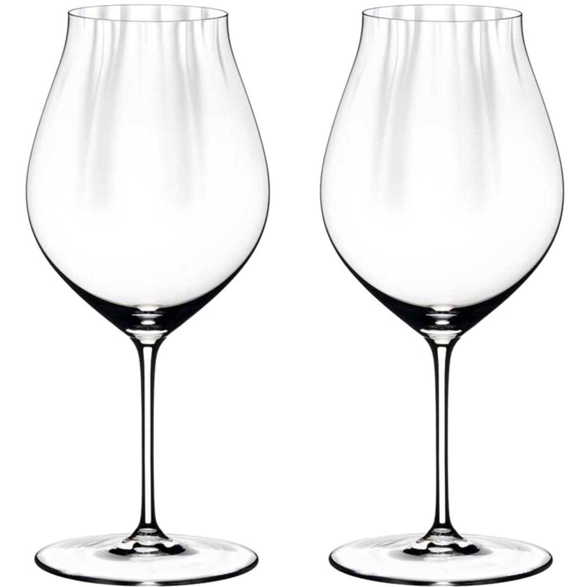 To Riedel Performance Pinot Noir vinglas med lysoptisk effekt i skålen