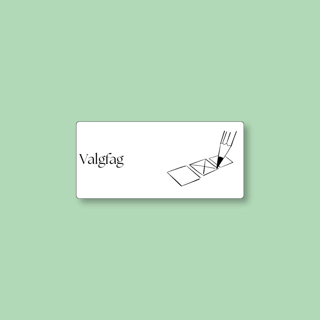 Hvid magnetisk ToDoodle skemabrik med motiv til faget valgfag