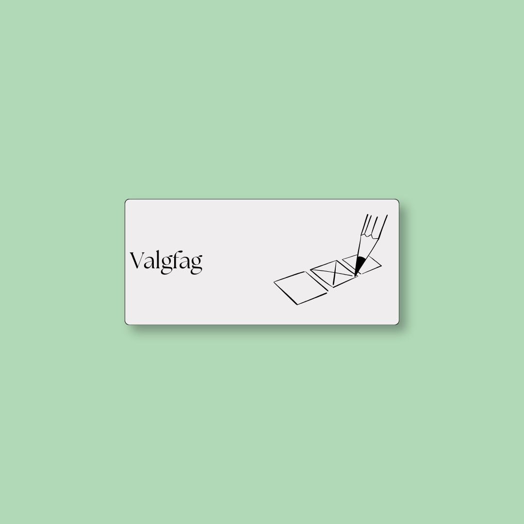 Grå magnetisk ToDoodle skemabrik med motiv til valgfag