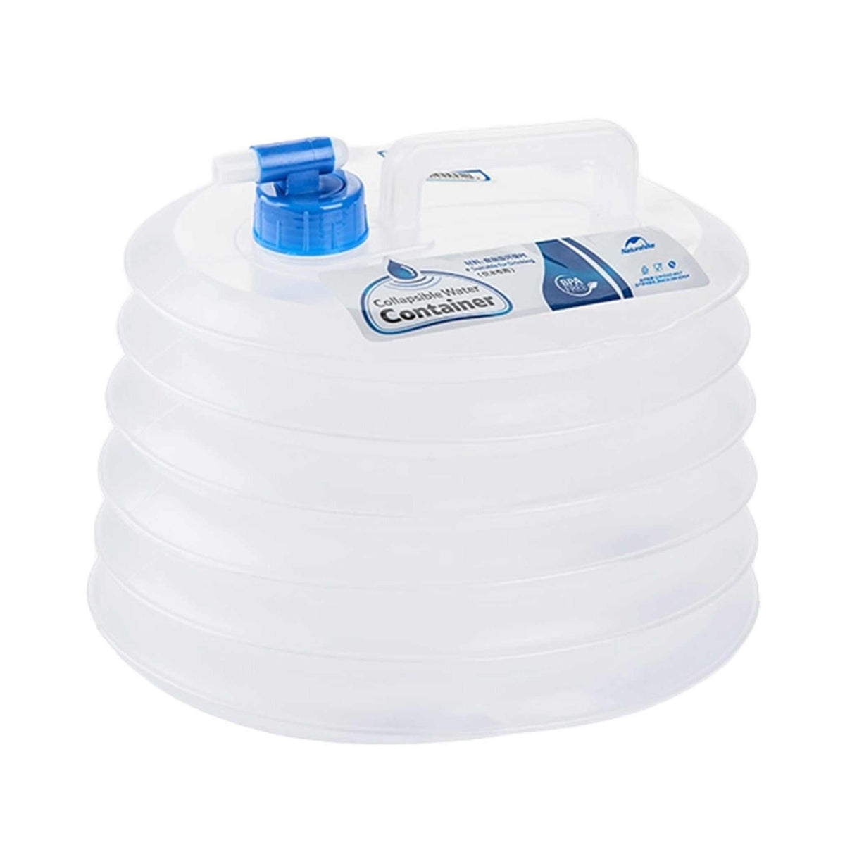 Outdoor Basics foldbar vanddunk på 10 liter, vist sammenfoldet og fyldt