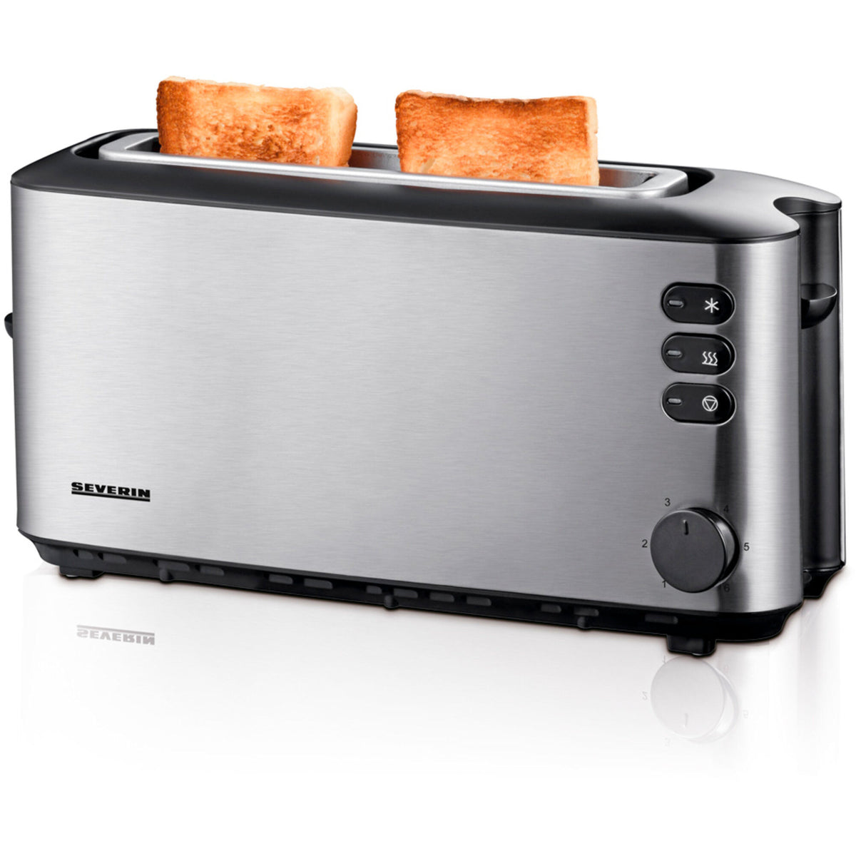 Severin 2515 brødrister i rustfrit stål med lang åbning