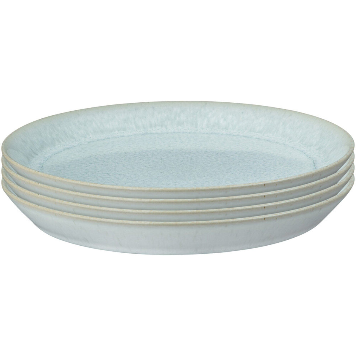Denby Kiln Green sæt med fire medium tallerkner i stentøj med grønlig glasur