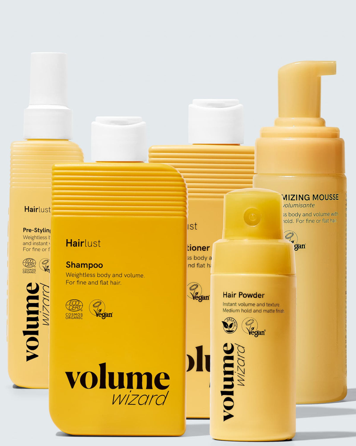 Hairlust Volume Wizard Bundle, hårplejesæt med fem volumenprodukter