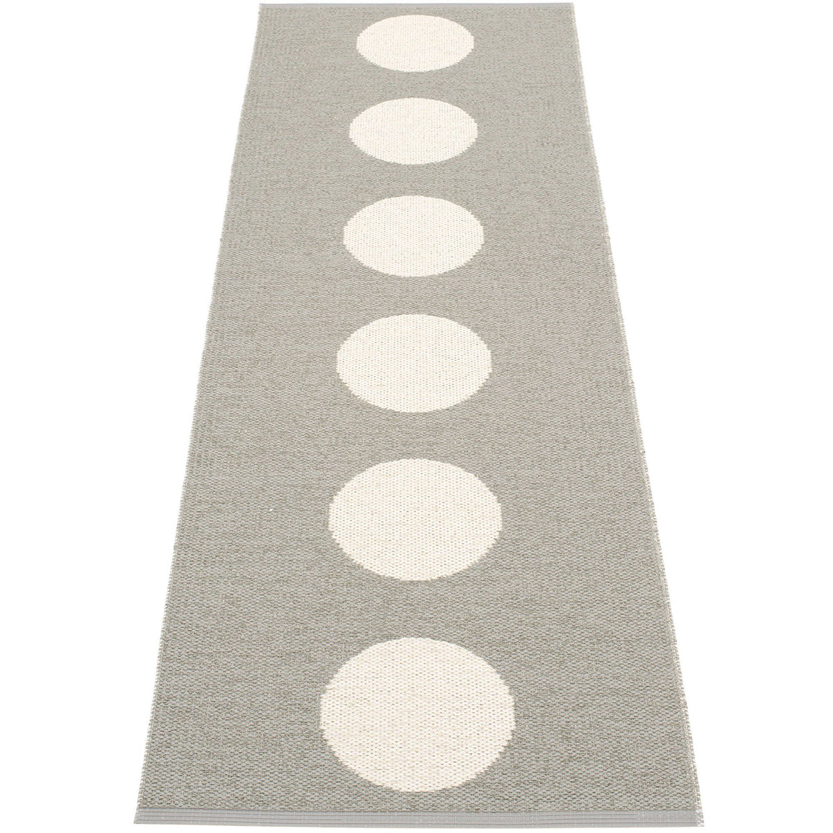 Pappelina Vera løber i vævet plast, 70 x 225 cm, warm grey og vanilla