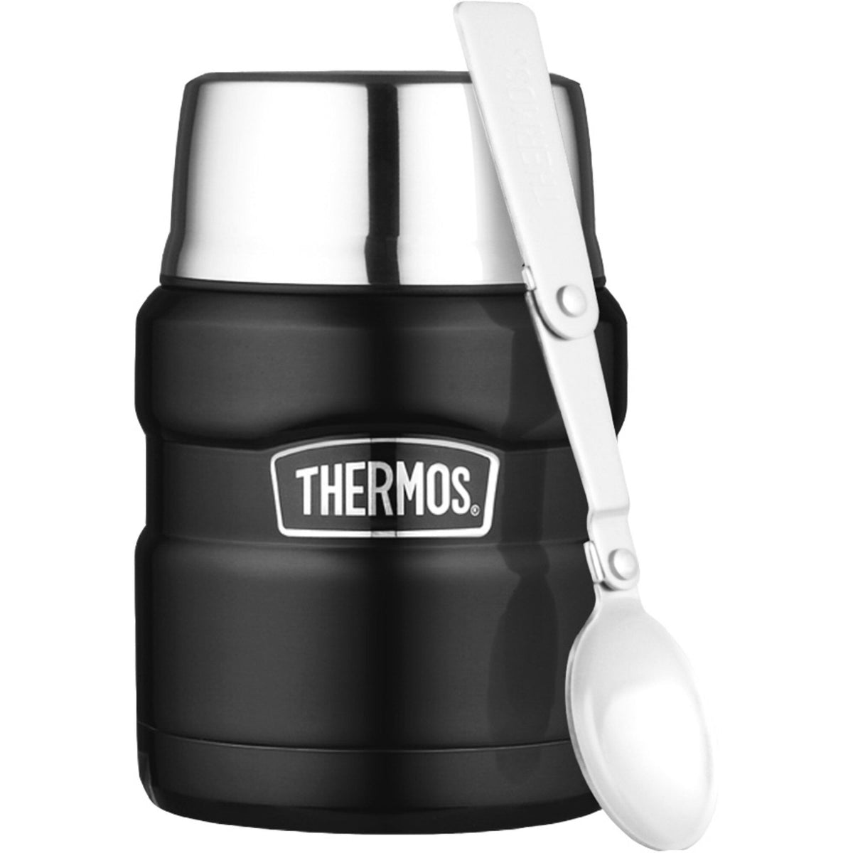 Sort rund King termomadkasse på 0,5 liter fra Thermos