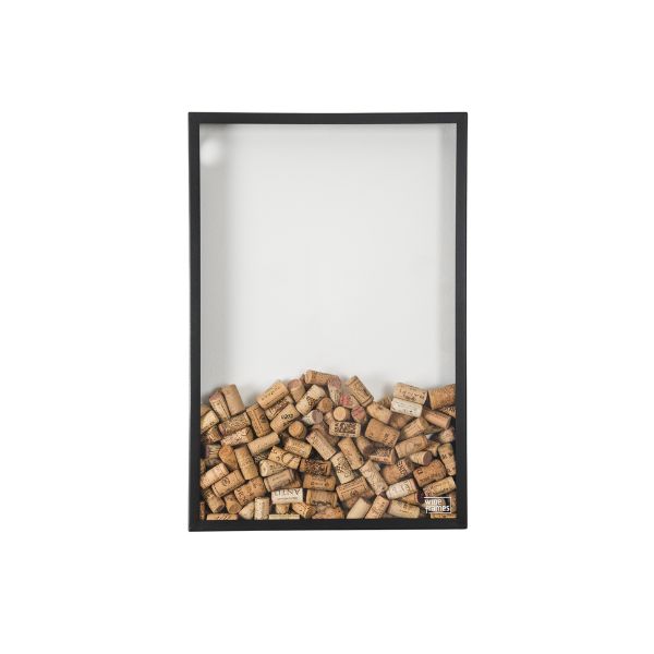 Wineframe Den Lille ramme til vinpropper i mat sort stål og hærdet glas