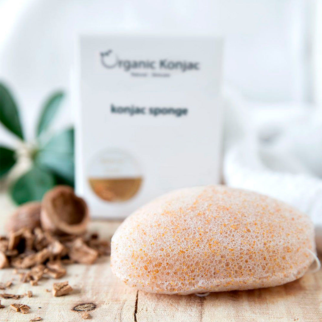 Organic Konjac Walnut Shell ansigtssvamp med knuste valnøddeskaller