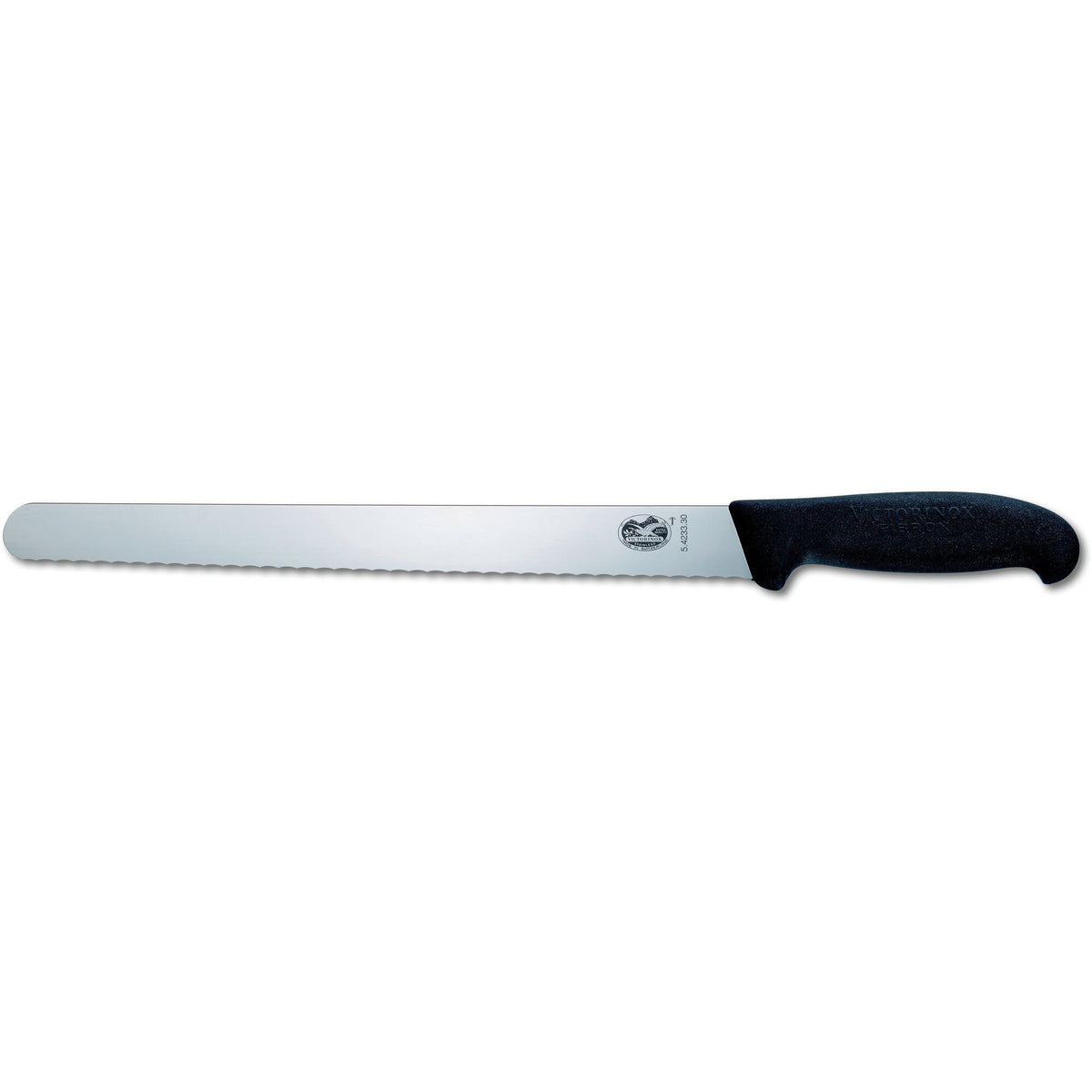 Bred, tandet skinkekniv fra Victorinox med fibrox-skæfte og knivblad af rustfrit stål