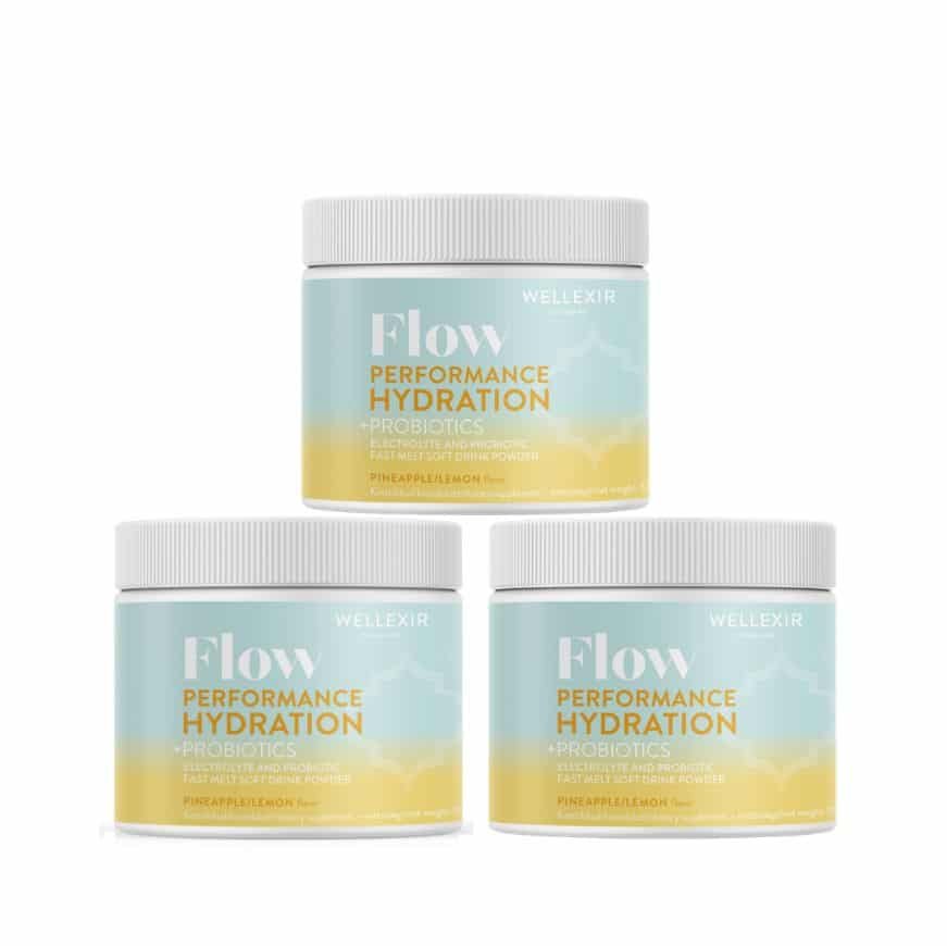 Pakke med tre Wellexir Flow Hydration i smagen Pineapple/Lemon