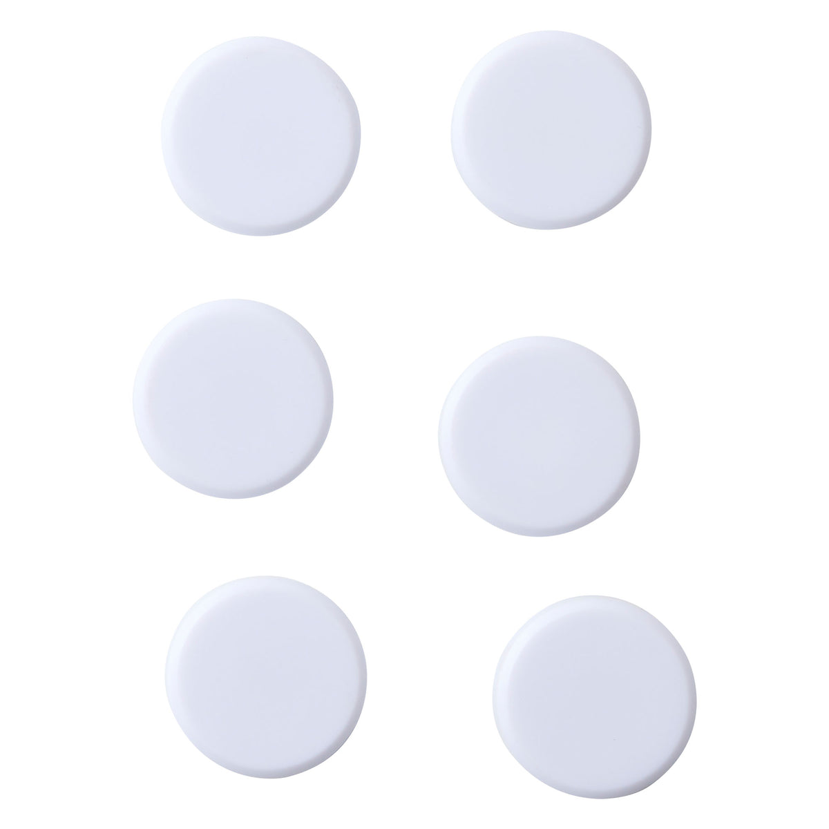 Sæt med seks hvide magneter til whiteboard og ståltavle