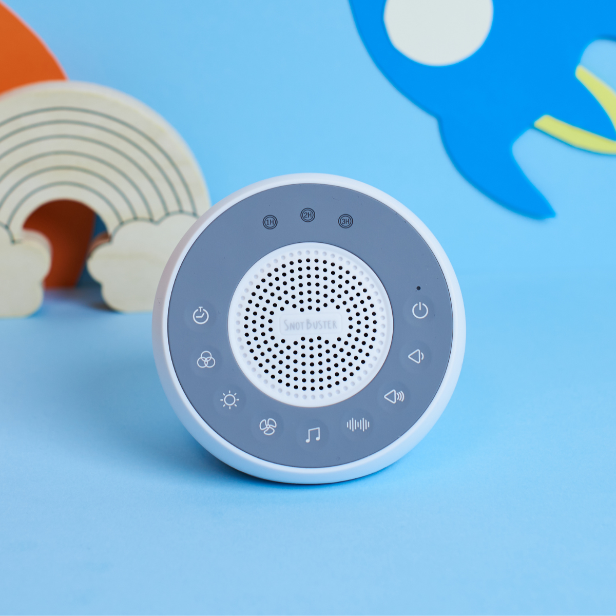 Hvid SnotBuster white noise speaker med natlampe