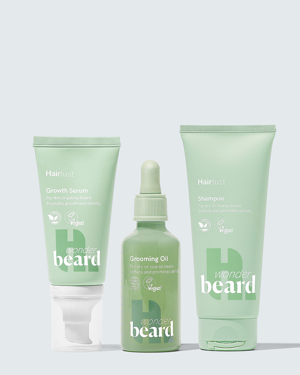 Hairlust Wonder Beard Bundle, skægplejesæt med produkter til skægpleje