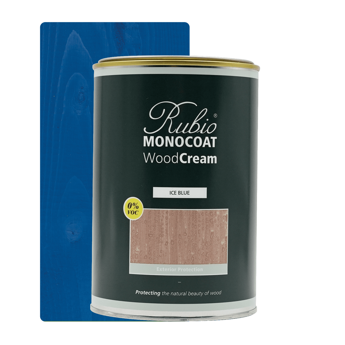 Rubio Monocoat WoodCream i farven Ice Blue, voksbaseret creme i 1 L til udendørs træ