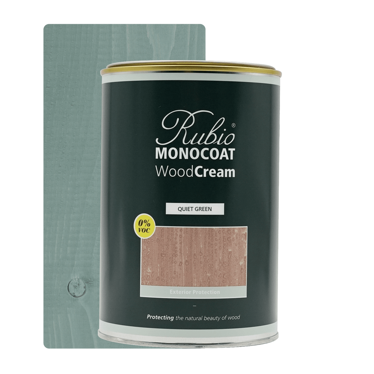 Rubio Monocoat WoodCream i farven Quiet Green, voksbaseret creme i 1 L til udendørs træ