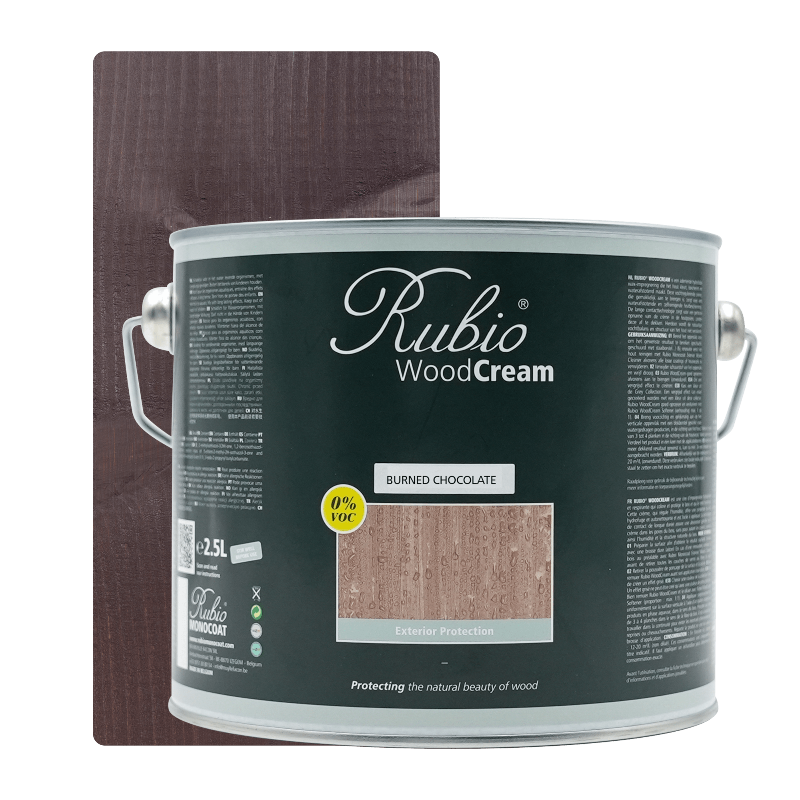 Rubio Monocoat WoodCream i farven Burned Chocolate, 2,5 L, til udendørs lodret træ