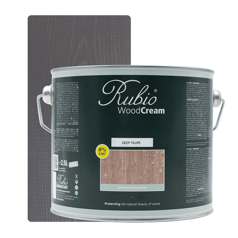 Rubio Monocoat WoodCream i farven Deep Taupe, 2,5 L, til udendørs lodret træ