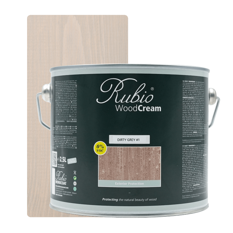 Rubio Monocoat WoodCream voksbaseret creme i farven Dirty Grey, 2,5 L