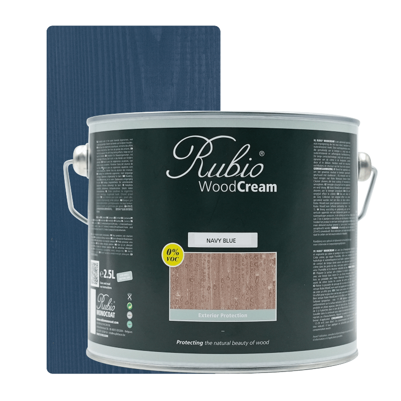 Rubio Monocoat WoodCream i farven Navy Blue, voksbaseret creme i 2,5 L til udendørs træ