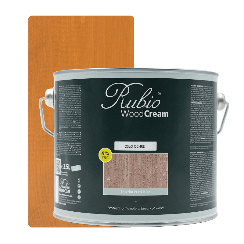 Rubio Monocoat WoodCream i farven Oslo Ochre, voksbaseret creme i 2,5 L til udendørs træ