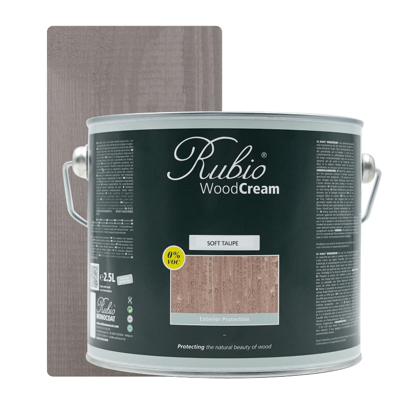 Rubio Monocoat WoodCream i farven Soft Taupe, 2,5 L, til udendørs lodret træ