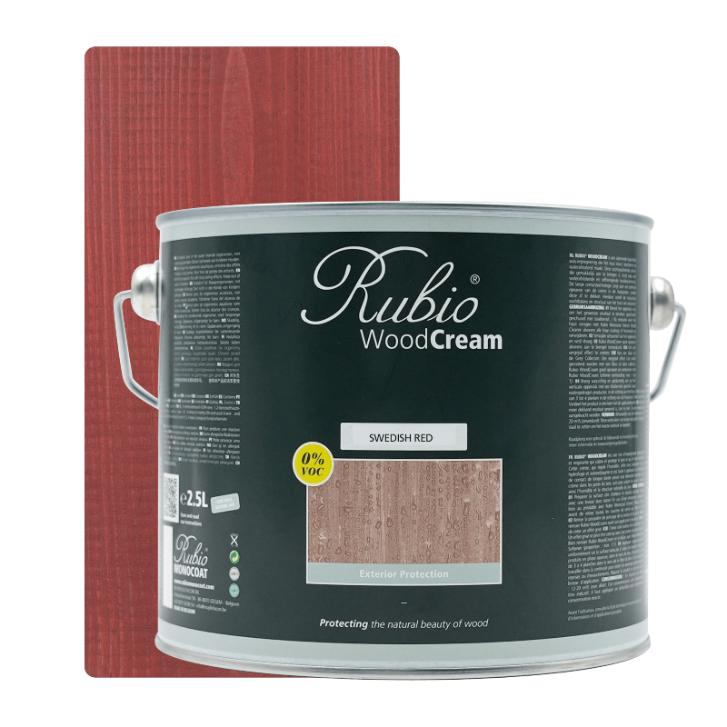Rubio Monocoat WoodCream i Swedish Red, 2,5 L voksbaseret creme til lodret træ udendørs