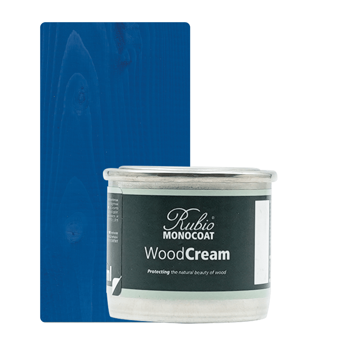 Rubio Monocoat WoodCream i farven Ice Blue, voksbaseret creme i 30 ml til udendørs træ