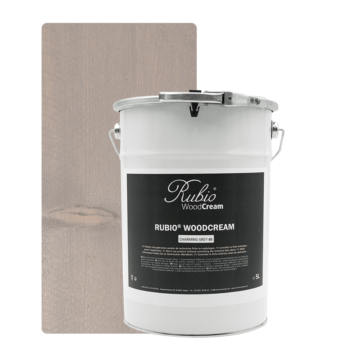 Rubio Monocoat WoodCream voksbaseret creme i farven Charming Grey #8, 5 L