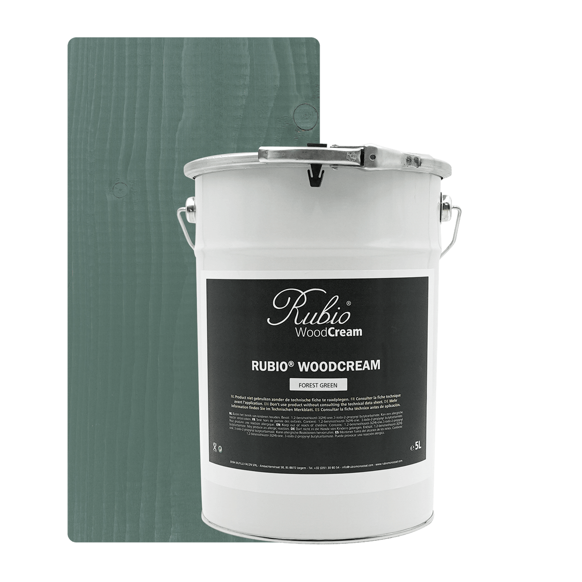 Rubio Monocoat WoodCream i farven Forest Green, voksbaseret creme i 5 L til udendørs træ
