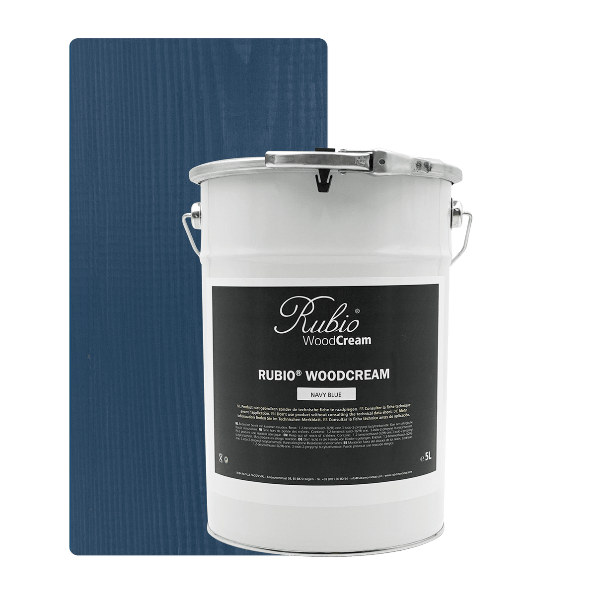 Rubio Monocoat WoodCream i farven Navy Blue, voksbaseret creme i 5 L til udendørs træ