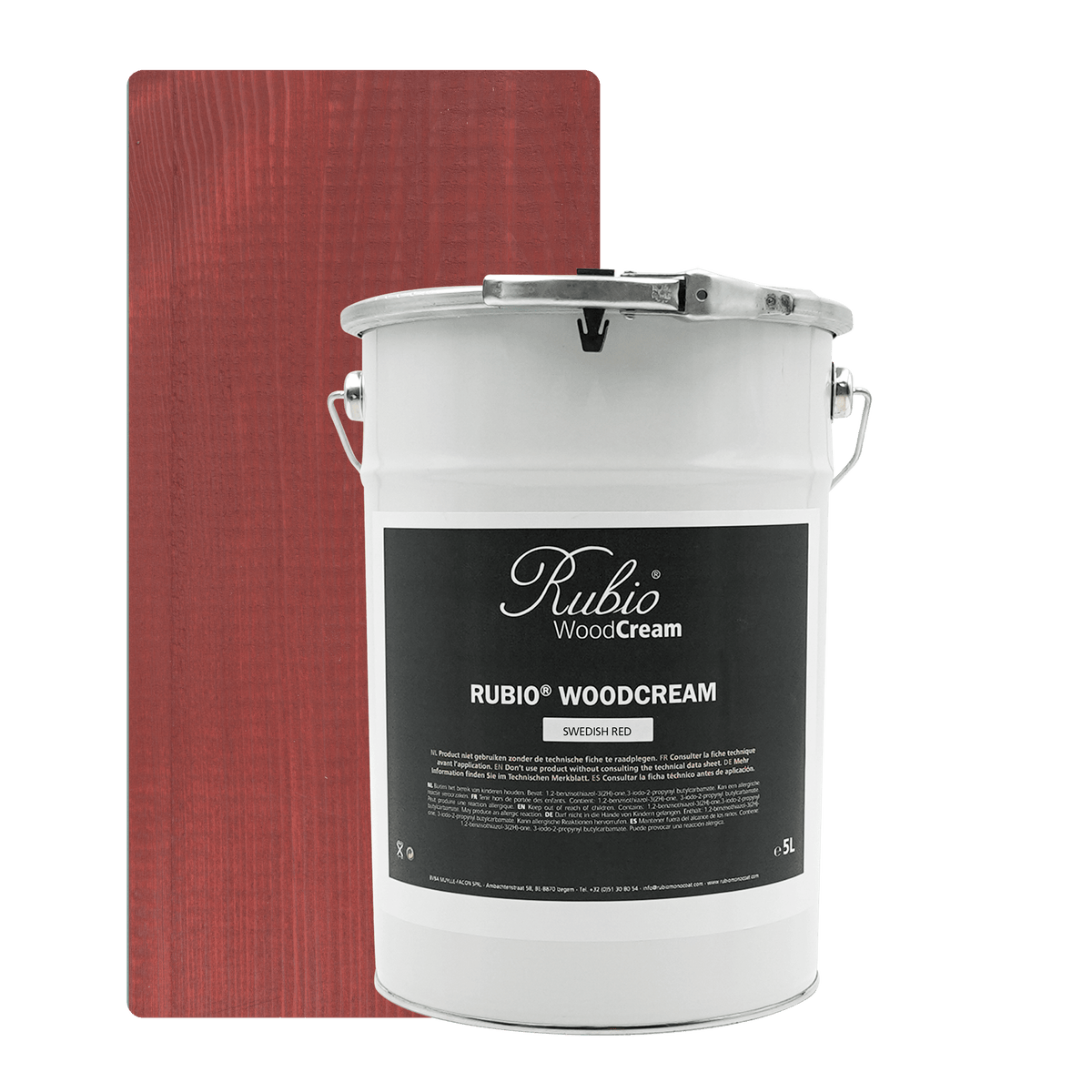 Rubio Monocoat WoodCream Swedish Red i 5 L, voksbaseret creme til udendørs lodret træ